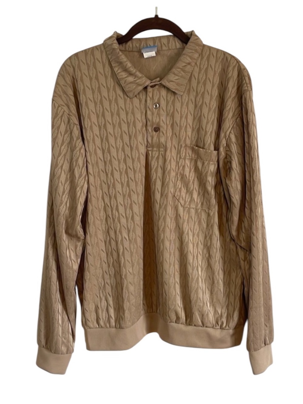 VTG Haband Retro Shirt Collared Large Tan Long Pattern 90s Stag Hill Button